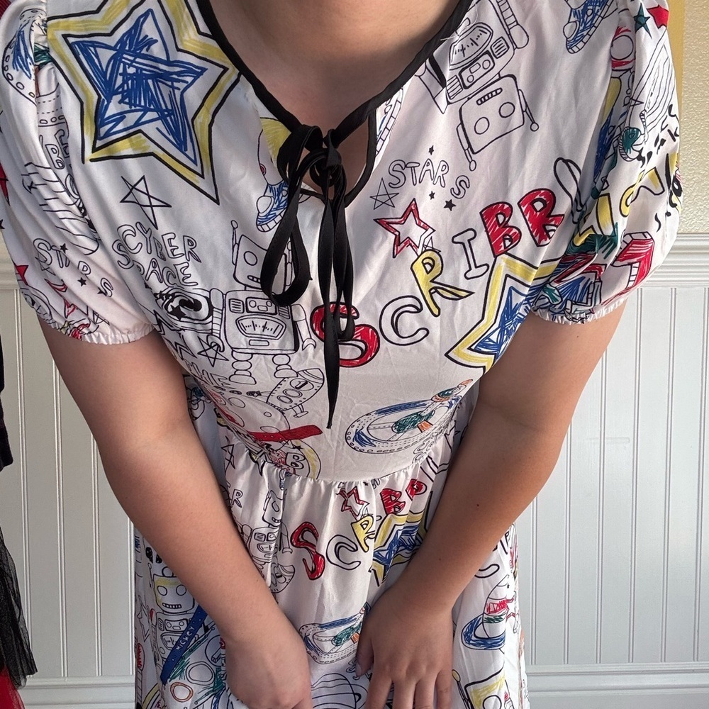 Colorful Robot Print Midi Dress - Picture 3 of 9